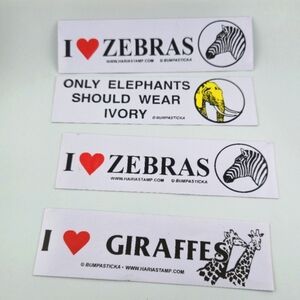 I Love Zebras and Giraffes Stickers